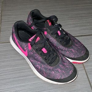 Purple and neon pink Nike running shoes!